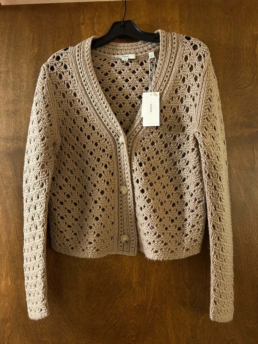 Vince Wool & Cashmere Crochet Cardigan in the shade Amber Light, Size M - Picture 9 of 13